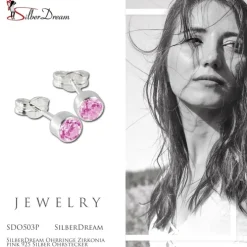 SilberDream Ohrringe Zirkonia pink 925 Silber Ohrstecker SDO503P