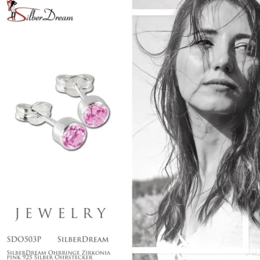SilberDream Ohrringe Zirkonia pink 925 Silber Ohrstecker SDO503P