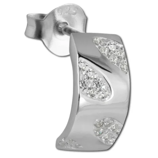 SilberDream Ohrstecker Blätter Zirkonia weiß 925 Silber Damen Ohrring SDO4274W