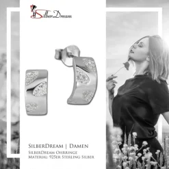SilberDream Ohrstecker Blätter Zirkonia weiß 925 Silber Damen Ohrring SDO4274W