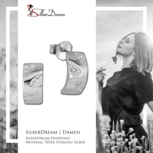 SilberDream Ohrstecker Blätter Zirkonia weiß 925 Silber Damen Ohrring SDO4274W