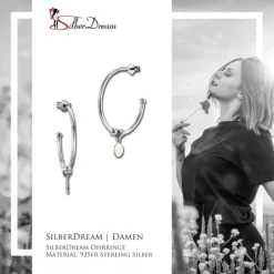 SilberDream Ohrstecker Creole Rund 925 Sterling Silber Damen SDO6701J