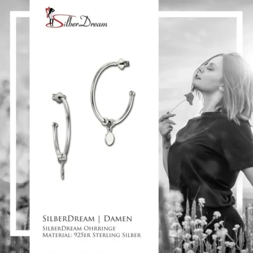 SilberDream Ohrstecker Creole Rund 925 Sterling Silber Damen SDO6701J