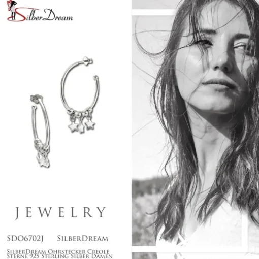 SilberDream Ohrstecker Creole Sterne 925 Sterling Silber Damen SDO6702J