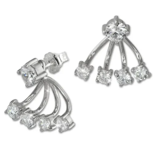 SilberDream Ohrstecker Dangle Ear Cuff Zirkonia rund weiß 925 Silber GSO421W