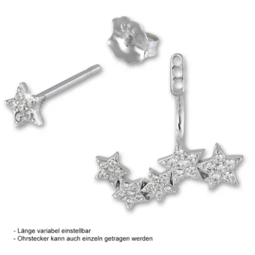 SilberDream Ohrstecker Dangle Ear Cuff Zirkonia Sterne weiß 925 Silber GSO419W