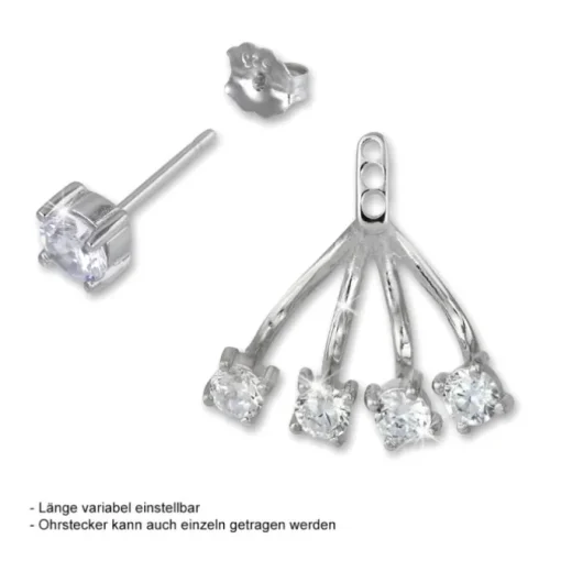 SilberDream Ohrstecker Dangle Ear Cuff Zirkonia rund weiß 925 Silber GSO421W