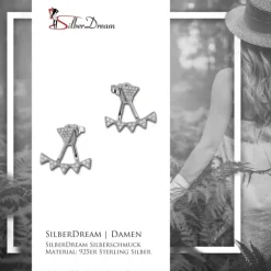 SilberDream Ohrstecker Dangle Ear Cuff Dreiecke weiß 925 Silber Ohrringe GSO446W