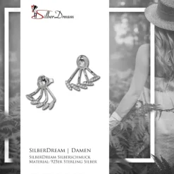 SilberDream Ohrstecker Dangle Ear Cuff Zirkonia weiß 925 Silber Ohrringe GSO438W