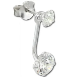 SilberDream Ohrstecker Dangle Zirkonia Rund weiß 925 Silber SDO8511W