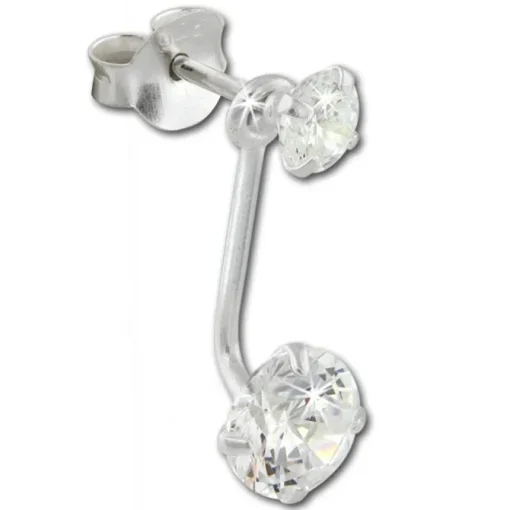 SilberDream Ohrstecker Dangle Zirkonia Rund weiß 925 Silber SDO8511W