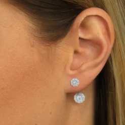 SilberDream Ohrstecker Dangle Ear Cuff Zirkonia Blume weiß 925 Silber GSO420W