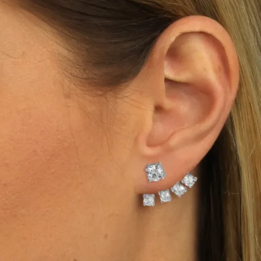 SilberDream Ohrstecker Dangle Ear Cuff Zirkonia rund weiß 925 Silber GSO421W