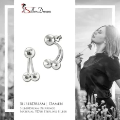 SilberDream Ohrstecker Dangle Ear Cuff Kugeln 925 Silber Damen Ohrringe SDO6709J