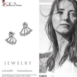 SilberDream Ohrstecker Dangle Ear Cuff Zirkonia weiß 925 Silber Ohrringe GSO438W
