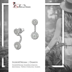 SilberDream Ohrstecker Dangle Ear Cuff Zirkonia Blume weiß 925 Silber GSO420W
