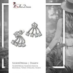 SilberDream Ohrstecker Dangle Ear Cuff Zirkonia rund weiß 925 Silber GSO421W