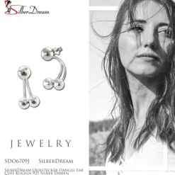 SilberDream Ohrstecker Dangle Ear Cuff Kugeln 925 Silber Damen Ohrringe SDO6709J