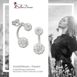 SilberDream Ohrstecker Dangle Zirkonia Kugel weiß 925 Silber SDO8510W