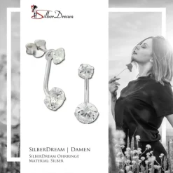 SilberDream Ohrstecker Dangle Zirkonia Rund weiß 925 Silber SDO8511W