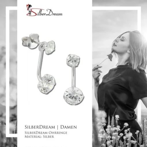 SilberDream Ohrstecker Dangle Zirkonia Rund weiß 925 Silber SDO8511W