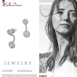 SilberDream Ohrstecker Dangle Ear Cuff Zirkonia Blume weiß 925 Silber GSO420W