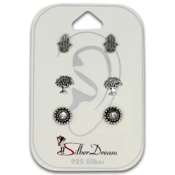 SilberDream Ohrstecker 3er Set Talisman 925 Silber Ohrring SDS805