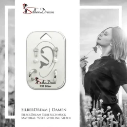 SilberDream Ohrstecker 3er Set Anstecker, Perle, Creole 925 Ohrring SDS619WJ