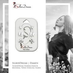 SilberDream Ohrstecker 3er Set Herz, Freunde, Blume 925er Ohrring SDS610WJ