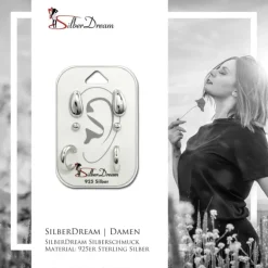 SilberDream Ohrstecker 3er Set Tropfen, Kugel, Creole 925 Ohrring SDS623JJ