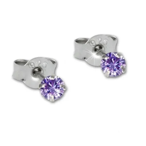 SilberDream Ohrstecker 3er Zirkonia weiß, lila, rosa 925 Silber Ohrring SDS808