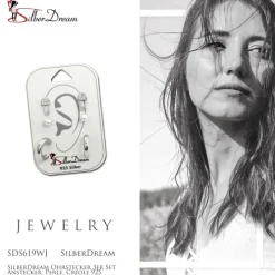 SilberDream Ohrstecker 3er Set Anstecker, Perle, Creole 925 Ohrring SDS619WJ