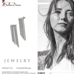 SilberDream Ohrstecker 6er Kettchen glänzend 925 Silber Damen SDO6711J
