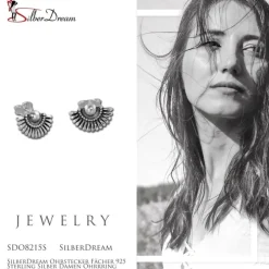 SilberDream Ohrstecker Fächer 925 Sterling Silber Damen Ohrrring SDO8215S