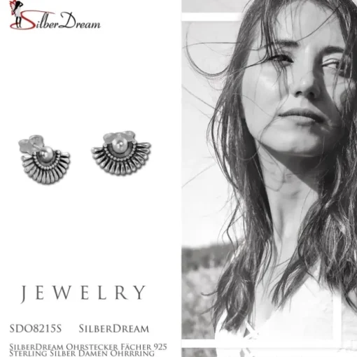 SilberDream Ohrstecker Fächer 925 Sterling Silber Damen Ohrrring SDO8215S