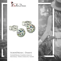 SilberDream Ohrstecker Halbkugel kristall Glitzer Kristalle GSO221Z