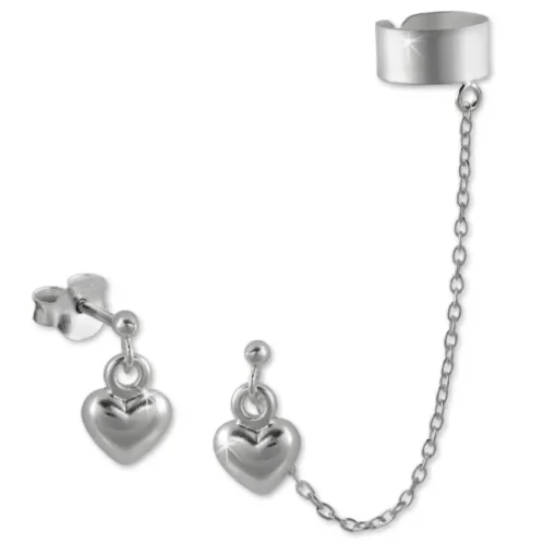 SilberDream Ohrstecker Herz mit einem Helix Ohr Clip 925 Silber SDO8871