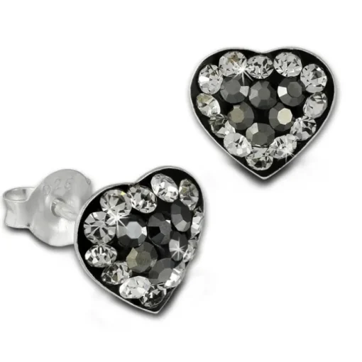 SilberDream Ohrstecker Herz Zirkonia grau 925 Silber Ohrringe SDO8024K