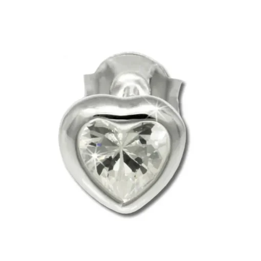 SilberDream Ohrstecker Herz mit Zirkonia weiß Silber Ohrringe SDO792W