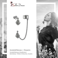 SilberDream Ohrstecker Herz mit einem Helix Ohr Clip 925 Silber SDO8871