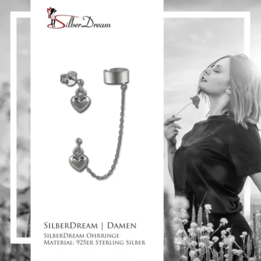 SilberDream Ohrstecker Herz mit einem Helix Ohr Clip 925 Silber SDO8871
