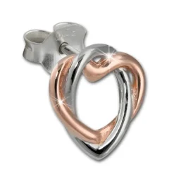 SilberDream Ohrstecker Herz rose vergoldet 925 Silber Damen Ohrringe SDO452E