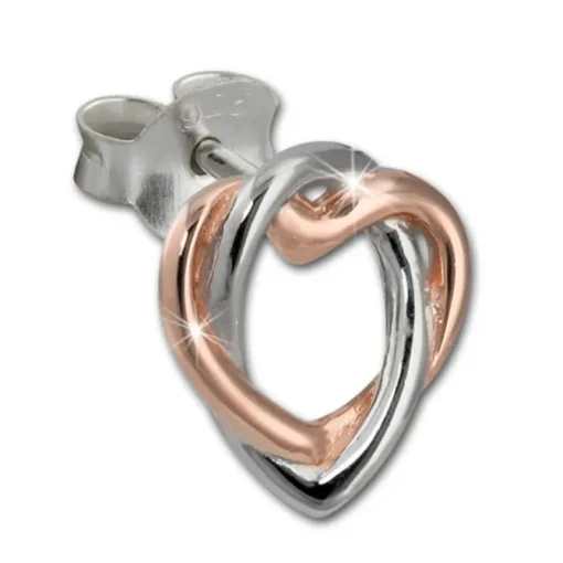 SilberDream Ohrstecker Herz rose vergoldet 925 Silber Damen Ohrringe SDO452E