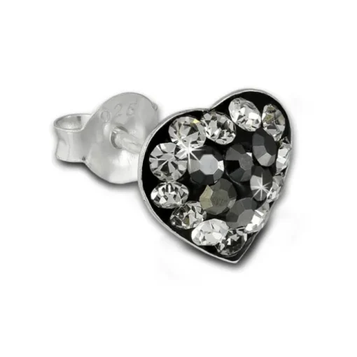 SilberDream Ohrstecker Herz Zirkonia grau 925 Silber Ohrringe SDO8024K