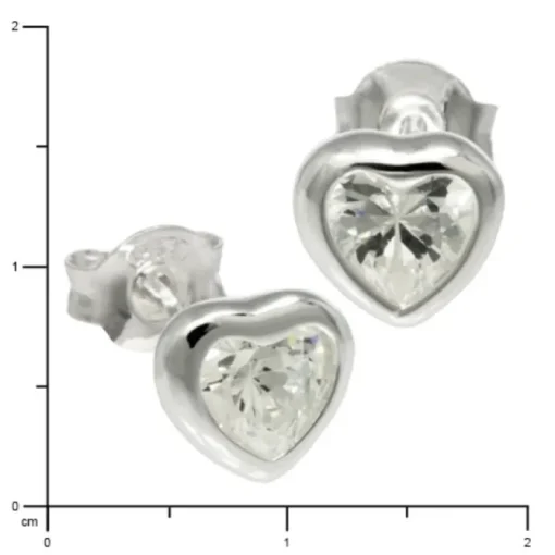 SilberDream Ohrstecker Herz mit Zirkonia weiß Silber Ohrringe SDO792W