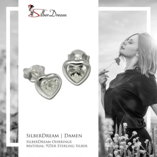 SilberDream Ohrstecker Herz mit Zirkonia weiß Silber Ohrringe SDO792W