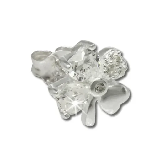 SilberDream Ohrstecker Kleeblatt weiße Zirkonia Silber Ohrringe SDO790W