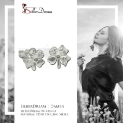 SilberDream Ohrstecker Kleeblatt weiße Zirkonia Silber Ohrringe SDO790W