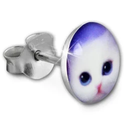 SilberDream Ohrstecker Logo Print Katze Kinder Damen Ohrring 925 Silber SDO85131