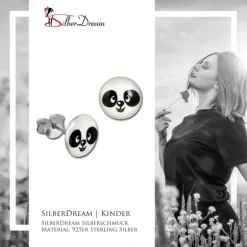 SilberDream Ohrstecker Logo Print Panda Kinder Damen Ohrring 925 Silber SDO85137